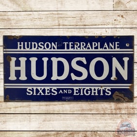 Scarce Hudson Terraplane Sixes and Eights 4' Double Sided Porcelain Sign