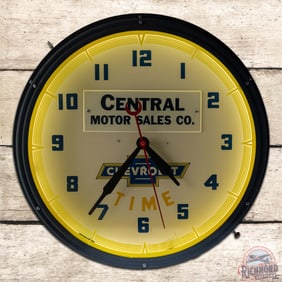 Outstanding Chevrolet Time 20" Neon Advertising Clock w/ Logo