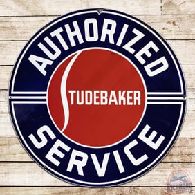 Studebaker Authorized Service 42" Double Sided Porcelain Sign