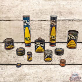 Group of 11 Early Whiz Automotive Grease Lubricant Cans