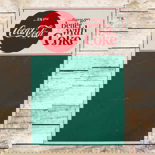 Enjoy Coca Cola "Things Go Better with Coke" Single Sided Tin Menu Board Sign: SST (single sided tin) crimped edge menu board sign has very good color and shine. The field has fine scratches with light wear. The perimeter has minor edge bends with tiny paint chips. The sign disp