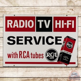 Radio TV Hi-Fi Service with RCA Tubes Double Sided Tin Sign