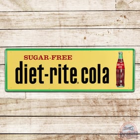 Superb Sugar-Free Diet-Rite Cola Emb. Single Sided Tin Sign w/ Bottle