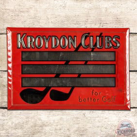 Rare Kroydon Clubs "For Better Golf" Single Sided Tin Celluloid Sign