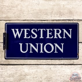 Western Union Double Sided Porcelain Flange Sign