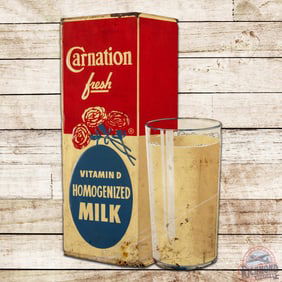 Carnation Vitamin D Homogenized Milk Emb. Die Cut Single Sided Tin Sign
