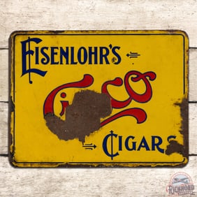 Eisenlohr's Cinco Cigars Double Sided Porcelain Flange Sign