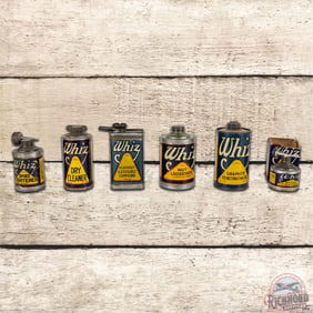 Group of 5 Early Whiz Automotive Themed Metal Cans