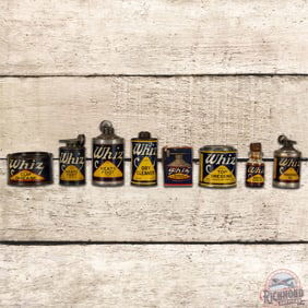 Group of 8 Early Whiz Automotive Advertising Cans