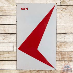 Large 5' Single Sided Porcelain Men Restroom Sign w/ Arrow