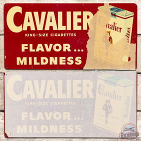 Group of 2 NOS Cavalier King Size Cigarettes Single Sided Tin Signs