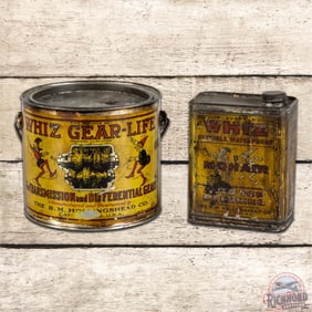 Group of 2 Whiz Gear & Mohair Metal Cans w/ Elves