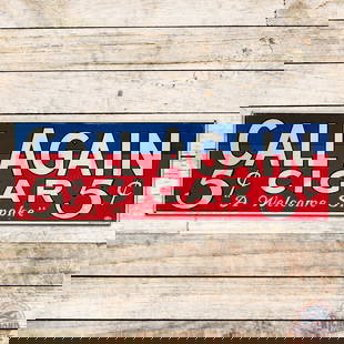 Call Again Cigars 5 Cents "A Welcome Smoke" Emb. Single Sided Tin Sign: SST (single sided tin) embossed self-framed sign has excellent color and shine. The field has light paper marks, light wear and minor bends. The perimeter has small paint chips with light wear at the