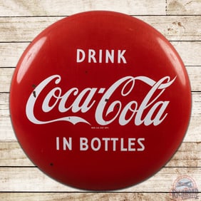 Drink Coca Cola in Bottles 36" Single Sided Porcelain Button Sign
