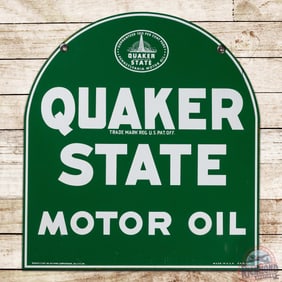 Nice Quaker State Motor Oil Double Sided Tin Tombstone Sign