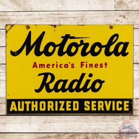 Motorola America's Finest Radio Authorized Service Double Sided Tin Sign
