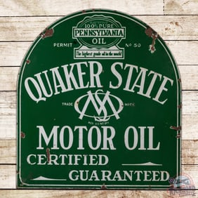 Quaker State Motor Oil Double Sided Porcelain Tombstone Sign