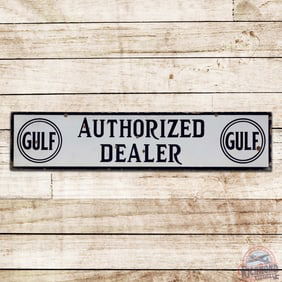 Gulf Authorized Dealer Double Sided Porcelain Sign w/ Logo