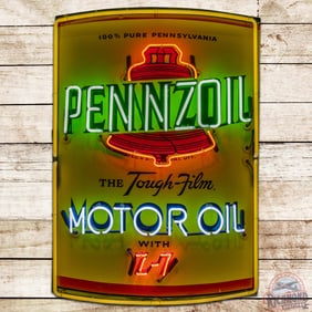 Pennzoil Z-7 Motor Oil Die Cut Quart Can Shaped Single Sided Tin Neon Sign