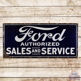 Ford Authorized Sales and Service 5' Single Sided Porcelain Sign
