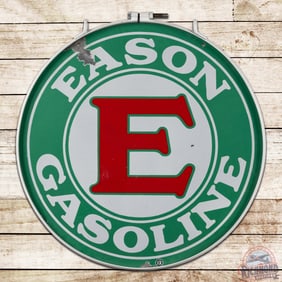Rare Eason Gasoline 30" Double Sided Porcelain Sign w/ Ring