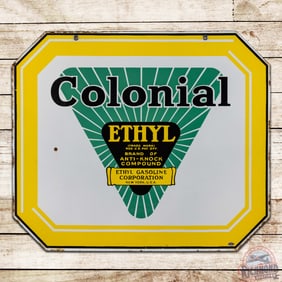 Colonial Ethyl Gasoline 30" Double Sided Porcelain Sign