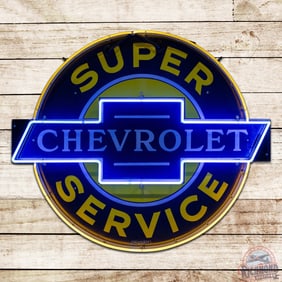 Impressive Chevrolet Super Service 42" Die Cut Single Sided Porcelain Factory Neon Sign