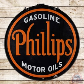 Phillips 66 Gasoline Motor Oils 48" Double Sided Porcelain Sign w/ Ring