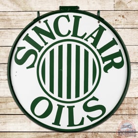Rare Sinclair Oils 30" Double Sided Porcelain Sign w/ Ring