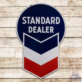 Outstanding Standard Gasoline Dealer Die Cut Double Sided Porcelain ID Sign w/ Hallmark