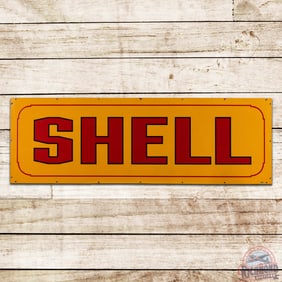 Excellent Shell Gasoline Service Station 5' Single Sided Porcelain Sign