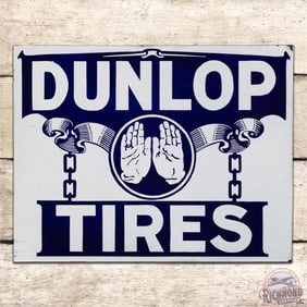 Superb Graphic Dunlop Tires Double Sided Porcelain Flange Sign