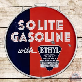 Standard Oil Solite Ethyl Gasoline 30" Double Sided Porcelain Sign w/ Ring