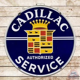 Cadillac Authorized Service 42" Double Sided Porcelain Sign w/ Ring