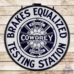 Cowdrey Brakes Equalized Service Station 36" Double Sided Porcelain Sign w/ Ring