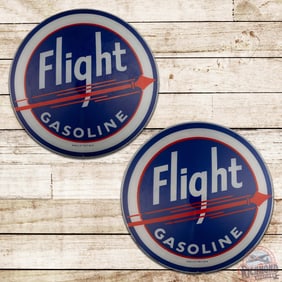 Group of Flight Gasoline 15" Gas Pump Globe Lenses (Pair) w/ Arrow Logo
