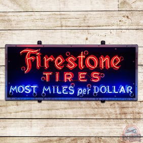 Firestone Tires "Most Miles Per Dollar" 4' Single Sided Porcelain Neon Sign
