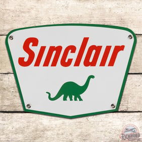 Exceptional Sinclair Single Sided Porcelain Truck Door Sign w/ Dino