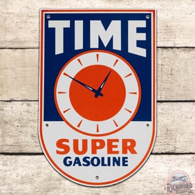 Incredible Time Super Gasoline Single Sided Porcelain Pump Plate Sign