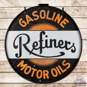 Refiners Gasoline Motor Oils 36" Double Sided Porcelain Sign w/ Ring