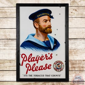 Player's Please Navy Cut "It's the Tobacco that Counts" Single Sided Porcelain Sign w/ Sailor & Logo