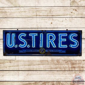 U.S. Tires "More Miles More Safety" 6' Emb. Single Sided Porcelain Neon Sign