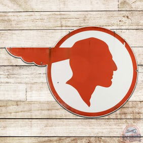 Pontiac Automobiles 52" Single Sided Porcelain Die Cut Sign "Full Feather"