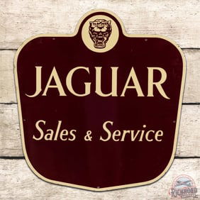 Impressive Jaguar Sales & Service Die Cut Single Sided Porcelain Sign w/ Logo