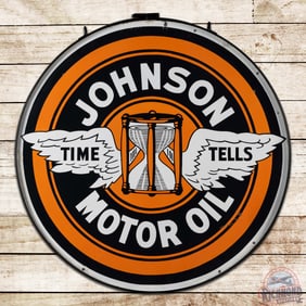 Impressive Johnson Ethyl Gasoline 48" Double Sided Porcelain Sign w/ Ring