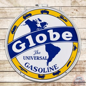 Globe The Universal Gasoline 30" Double Sided Porcelain Sign w/ Ring