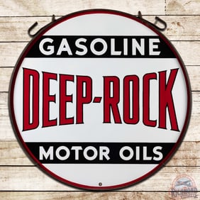 Fantastic Deep Rock Gasoline Motor Oils 48" Double Sided Porcelain Sign w/ Ring