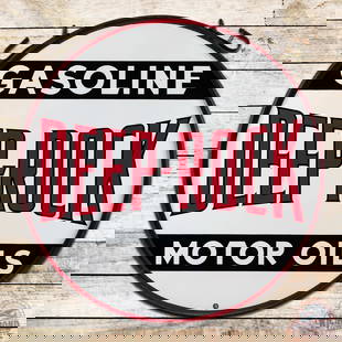 Fantastic Deep Rock Gasoline Motor Oils 48" Double Sided Porcelain Sign w/ Ring: Amazing DSP (double sided porcelain) sign with original ring and hangers has day one color and gloss. The display is exceptionally clean w minor surface imperfections in the fields. The perimeter has
