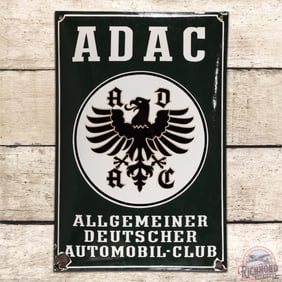 Fantastic ADAC German Automobile Club Convex Single Sided Porcelain Sign w/ Logo
