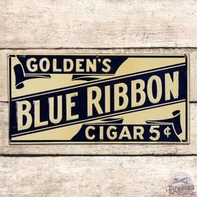 Golden's Blue Ribbon Cigars Emb. Single Sided Tin Sign